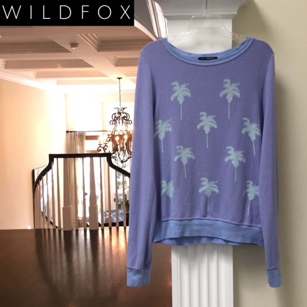 Wildfox Purple Sweater with Palm Tree Design